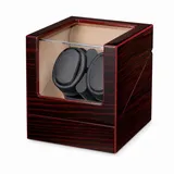 Tekoo Uhrenbeweger Automatischer Uhrenbeweger für 2 Uhren Holzoptik Leise & USB, (Packung), Antimagnetische Bauweise, Hochglanz-Holzoptik rot