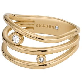 Skagen Prestack-Ring Glitz Wave für Damen Edelstahl goldfarben, SKJ1763710