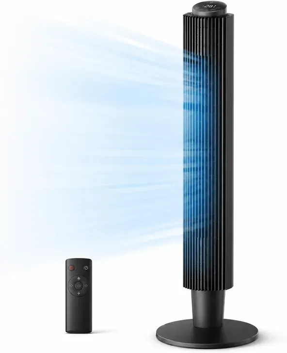 TaoTronics Turmventilator 106,5 cm 42 Zoll, leiser Standventilator höhenverstellbar, Ventilator mit Fernbedienung & Touch-Bedienfeld, 90° Oszillation, 5 Geschwindigkeiten, 3 Modi, 12h Timer, LED-Display, Säulenventilator für Schlafzimmer, Wohnzimmer, Büro, Home Office und Sommer