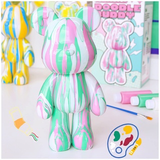 Coniuty, DIY Kreativ-Set mit unbemalter Fluid-Bärenfigur, mehrfarbiges Farbmisch-Design zur Wohnraumdekoration (Grün, Fluid Bear)