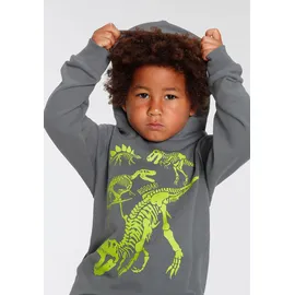 Kidsworld Kapuzensweatshirt "DINO", Jungen, Gr. 104/110, grau (anthrazit), angeraute Sweatware, Obermaterial: 100% Baumwolle.