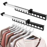 QWORK® 2 Stücke Ausziehbare Kleiderstange, Kleiderschrank Kleiderstange, aus Aluminium, 315MM, Tragkraft 6-8 kg, für Kleiderschränke und Garderoben