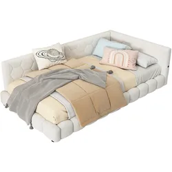 Merax 90*200cm Schlafsofa, 16 Farben Umgebungslicht, USB-Anschluss, Bequemes Material, Weiß