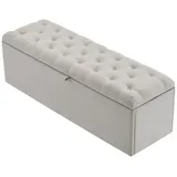Flieks Polsterbank, Leinen Bettbank Sitzbank mit Stauraum 141x41.5x47cm grau 41.5 cm x 47 cm