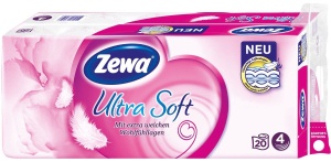 Zewa Ultra Soft Toilettenpapier, 4-lagig, Toilettentuch für den persönlichen Pflegemoment, 1 Paket = 10 Packungen à 2 Rollen