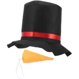 1 Satz Schneemann-Topper-Mütze weihnachts basteln weihnachtsbekleidung Festliche Hut Weihnachtsmütze Schneemann-Cosplay-Hut Hüte Schneemann-Kostüm Cosplay Hut und Nase Stoff Black Yardenfun