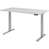 HAMMERBACHER XDKB16 elektrisch höhenverstellbarer Schreibtisch lichtgrau rechteckig, C-Fuß-Gestell silber 160,0 x 80,0 cm