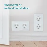 Navaris Glas Schuko Steckdose zweifach - mit Montagematerial - Design Schutzkontakt Wandsteckdose mit Glasrahmen - Doppelsteckdose in Weiß