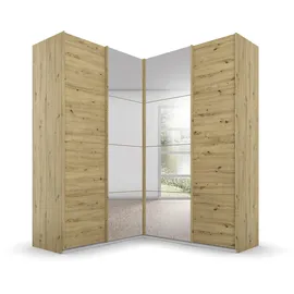 Rauch Quadra braun Eiche artisan), B:181cm H:229cm T:187cm, Holzwerkstoff, Schränke, Schwebetürenschrank, Eckschrank inkl. Türendämpfer und Schubladeneinsatz, mit Spiegeltüren