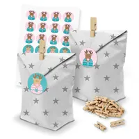 itenga Adventskalender 24x Tüte Sterne Klammern Zahlen Rentierbande Pastell 1-24