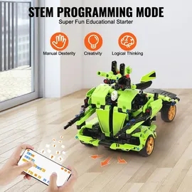 Vevor STEM-Bauspielzeug für Kinder, 2-in-1-Bausteine mit 461 Teilen, ferngesteuerte Autobausätze, ferngesteuertes und per App gesteuertes Auto/Roboter, RC STEM-Roboter-Bauset, Geschenke für Jungen und Mädchen im Alter von 6, 7, 8, 9, 10, 11 und 12+