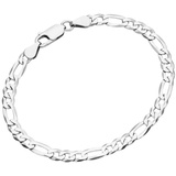 Smart Jewel Armband Figarokette 3/1 diamantiert, massiv, Silber 925 Armbänder & Armreife Silber Damen