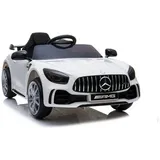 TPFLiving Elektro-Kinderauto Mercedes GT R weiss - Kinderauto - Elektroauto - Ledersitz und Sicherheitsgurt