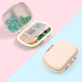 ACWOO Pillendose Klein, Tablettenbox 7 Tage, Medikamentenbox 8 Fächer, Tragbare Reise Pillen-Organizer, Herausnehmbare Fächer Pillenbox, Feuchtigkeitsbeständig, für Reise & täglichen Gebrauch (Beige)