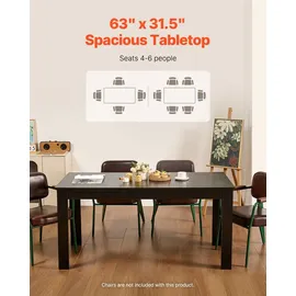 Vevor Küchentisch 80,01 x 76,2 x 160 cm braun/schwarz