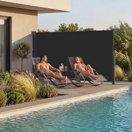 Tectake Aluminium Seitenmarkise 300 x 180 cm Schwarz