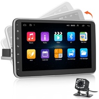NHOPEEW 1 Din Android Autoradio, 10 Zoll Touchscreen drehbares Autoradio Bluetooth GPS Navi WiFi SWC Mirror Link + Rückfahrkamera und Mikrofon