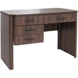 MCW Schreibtisch MCW-P42, Bürotisch Computertisch, 4 Schubladen MDF 78x110x60cm ~ Walnuss-Optik