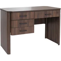 MCW Schreibtisch MCW-P42, Bürotisch Computertisch, 4 Schubladen MDF 78x110x60cm ~ Walnuss-Optik