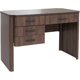MCW Schreibtisch MCW-P42, Bürotisch Computertisch, 4 Schubladen MDF 78x110x60cm ~ Walnuss-Optik