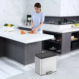 Eko Tretmülleimer Essential 2x15 L Mattsilber - Silber