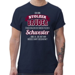 Shirtracer T-Shirt Ich bin stolzer Bruder Bruder blau XL
