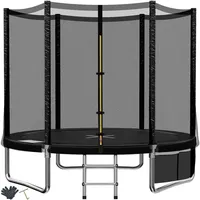 TRIUMPHKEY Trampolin Outdoor Kinder Ø 183/228/305/366/427 cm, Gartentrampoline Indoor Kindertrampolin Komplettset mit Sicherheitsnetz, Leiter, Randabdeckung, Belastbarkeit 50 kg Schwarz