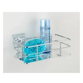Wenko Turbo-Loc® Edelstahl Wandablage Quadro - Befestigen ohne Bohren, Edelstahl rostfrei, 24 x 10 x 14.5 cm, Chrom