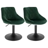 Woltu Barhocker 2er Set Tresenhocker Barsessel Loungesessel Polsterstuhl mit Rückenlehne aus Samt und Metall höhenverstellbar drehbar