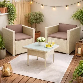 Estexo Polyrattan Lounge Set Gartenset beige