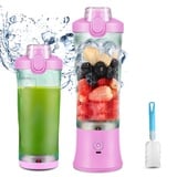 TOPESCT 600 ml Tragbarer Mixer Smoothie Maker, Mini Smoothie Mixer USB Wiederaufladbar, Starke Schneidleistung mit 6 Ultrascharfen Klingen für Reise, Büro & Sport (Rosa)