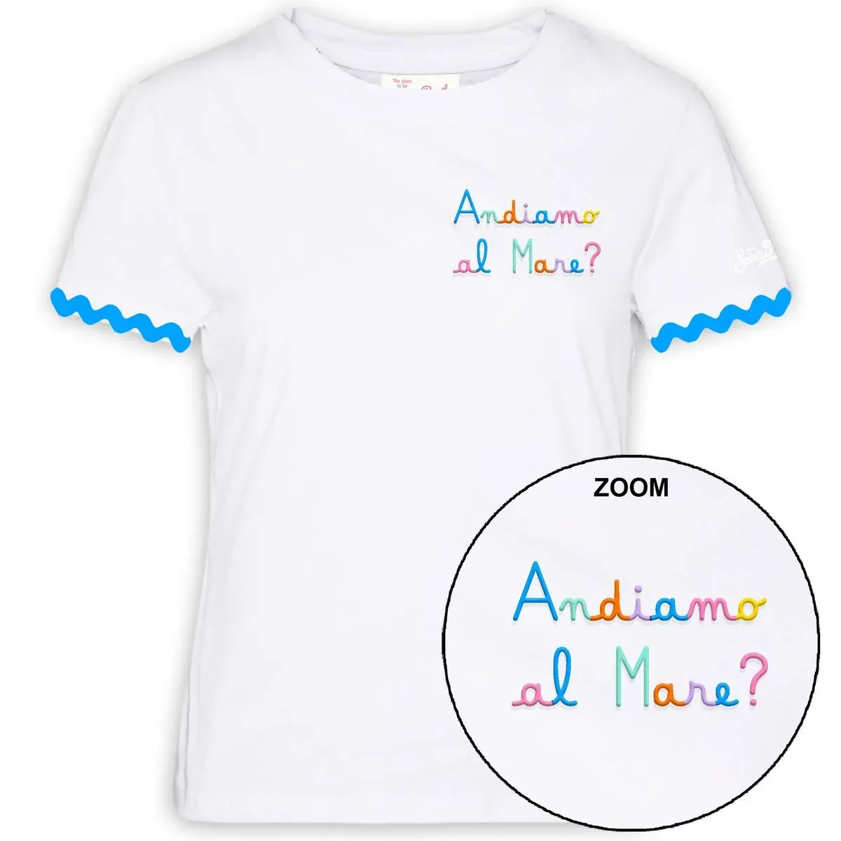 MC2 Saint Barth Emilie JR Teen Cotton Tshirt andiamo al mare 01n wave emb (04025L) 12 yrs