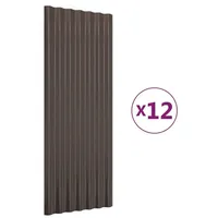 vidaXL Dachpaneele 12 Stk. Pulverbeschichteter Stahl Braun 100x36 cm