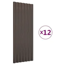 vidaXL Dachpaneele 12 Stk. Pulverbeschichteter Stahl Braun 100x36 cm