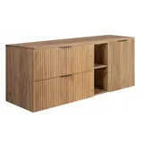 Waschtischunterschrank - 120 Cm - Goldene Eiche - Modernes Design - Gerillte Fronten