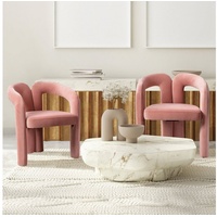 Merax Esszimmerstuhl aus Samt (2 St), Küchenstuhl, Polsterstuhl, Wohnzimmerstuhl Sessel mit Armlehne rosa