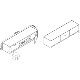 matkam Fernsehkommode Holzwerkstoff 160x36x41 cm Grau