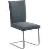 Freischwinger K+W KOMFORT & WOHNEN "Santos III", grün (petrol 51, edelstahlfarbig), B:47cm H:99cm T:62cm, Stühle, Freischwinger, mit Sattlernaht, Gestell aus Edelstahl, hochwertiger Sitzkomfort