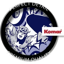 KOMAR Vlies Fototapete selbstklebend - Captian America Pow - Größe 125 x 125 cm (Breite x Höhe) - Marvel, Kinderzimmer, Kindertapete, Tapete, Wandtattoo