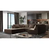 Fun Möbel Wohnlandschaft Sofa ANDRO, Schlaffunktion, und Hocker, Stoff Fresh braun
