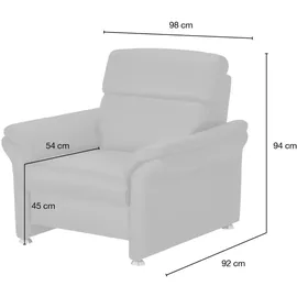 meinSofa Fernsehsessel Manon Leder 98 x 94 x 92 cm Grau