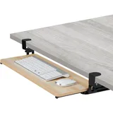Relaxdays Tastaturablage, 65 x 24 cm, ausziehbar, klemmbar, ergonomisch, Tastatur Schublade Unterbau, Holzoptik, natur