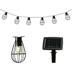 Lumineo LED Solar Lichterkette Laternen 3,5m Metall Warmweiß