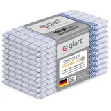 Glart 48KB2 10er Set Geschirrtücher Küchentücher Geschirrhandtücher Küchenhandtücher, 50x70 cm, 100% Baumwolle OEKO-TEX, blau kariert, vorgewaschen