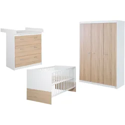 roba Kinderzimmerset 'Gabriella', 3tlg, bicolor, inkl. Bett ca. 70x140cm, Wickelkommode mit 3 Schubladen, Schrank 3-türig