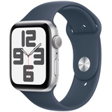 Apple Watch SE 2023 GPS 44 mm Aluminiumgehäuse silber, Sportarmband sturmblau M/L