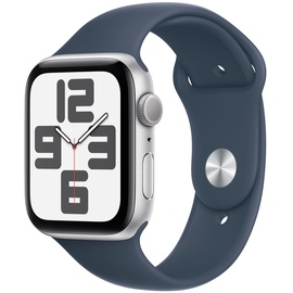 Apple Watch SE 2023 GPS 44 mm Aluminiumgehäuse silber, Sportarmband sturmblau M/L
