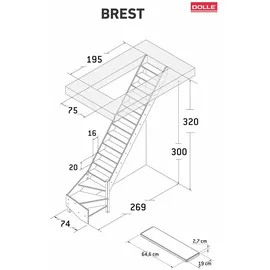DOLLE Raumspartreppe Brest 70 cm Holz