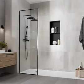 luxebath Duschnische, Schwarz, Metall, Rechteckig, 30x60x10 cm, Badezimmer Lagerung