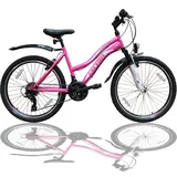 26 Zoll Mountainbike 21Gang SHIMANO Kinder Fahrrad - Beleuchtung - Federung Rosa